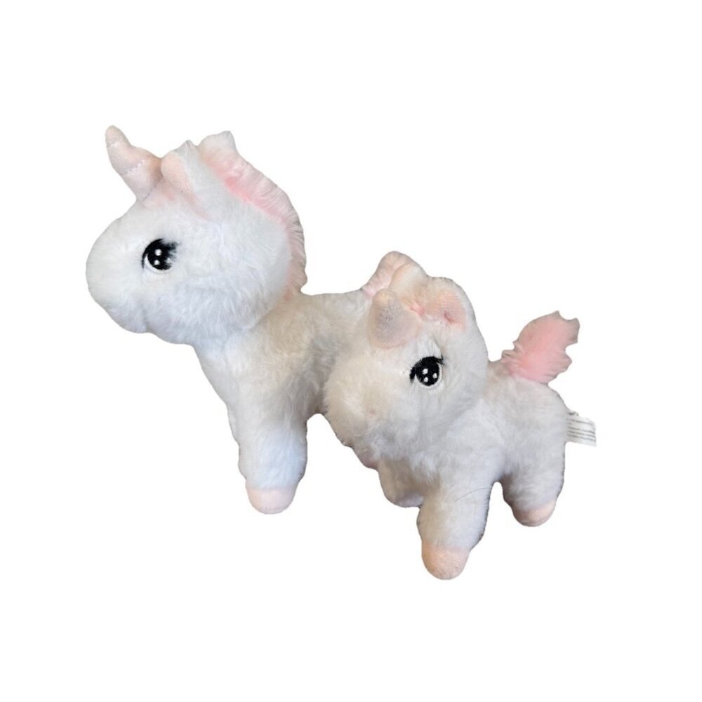 Unicorn Plush Lot Of 2 Stuffed Toys White Pink 7" Mom Baby Perfecto Designs